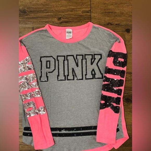PINK VS COLORBLOCK NEON BLING TSHIRT/ YOGA LEGGINGS OUTFIT LARGE - Picture 4 of 12